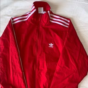 Adidas red lock up track jacket